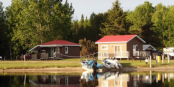 Cabins viewed from water